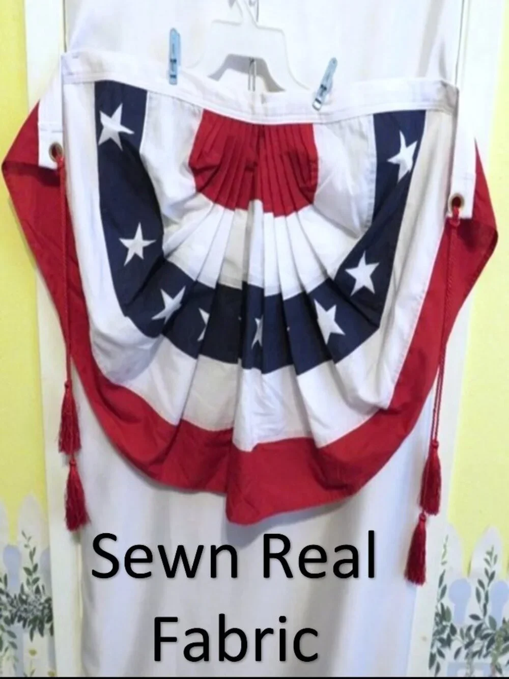 Vintage Heavy Cotton Patriotic Bunting – 3ft Sewn Fan Bunting with Corded Tassel